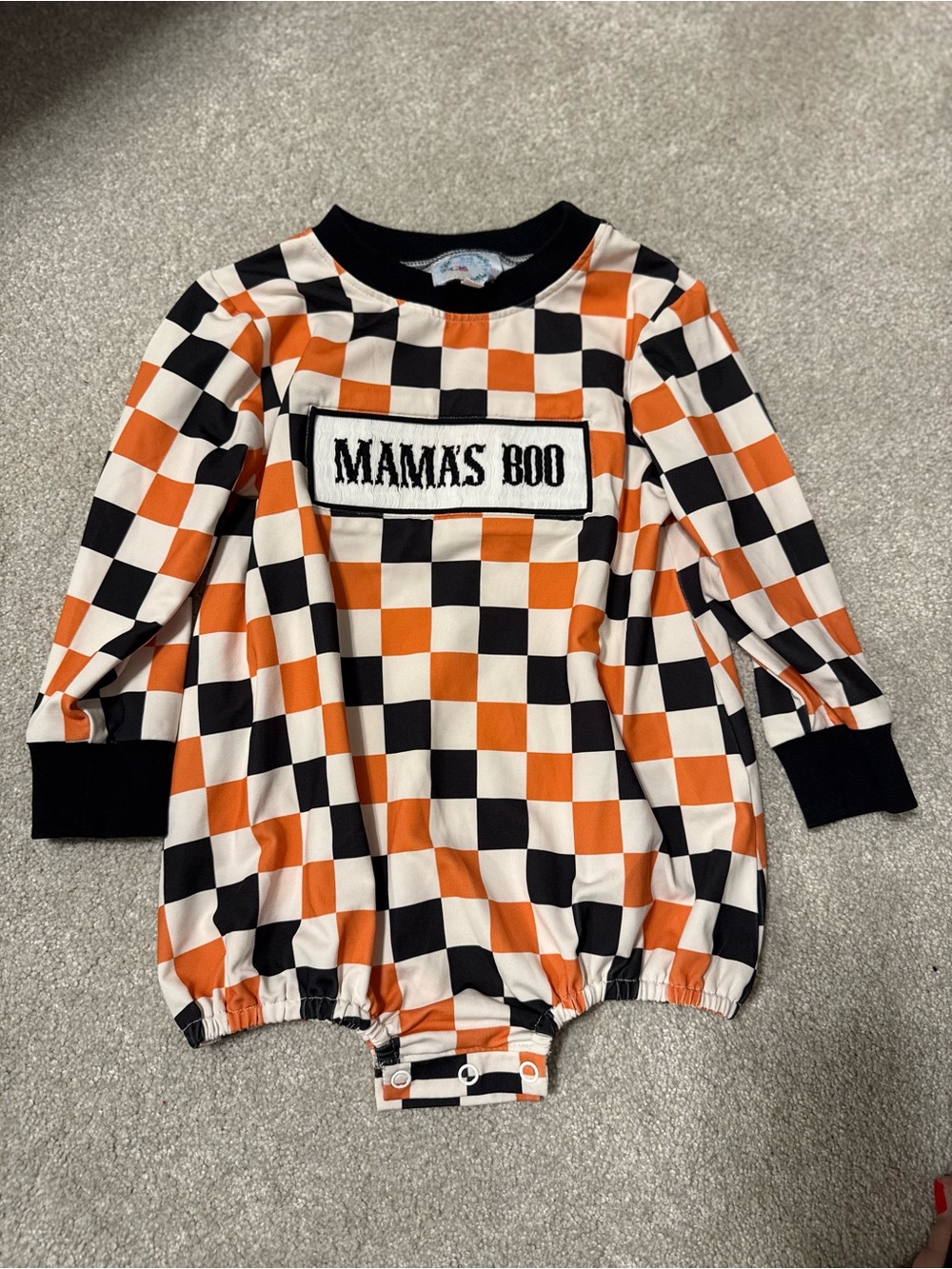 Mama's Boo Orange & Black Check Kids One-Piece